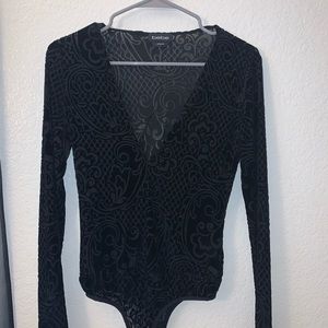 Bebe black velvet sheer bodysuit